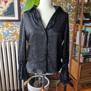 Alice + Olivia Black Button Down Shirt